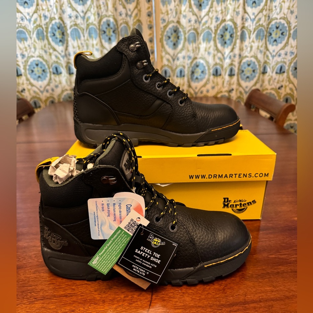 Doc Marten’s black leather safety boots Men’s size 9UK/10 US ($80)